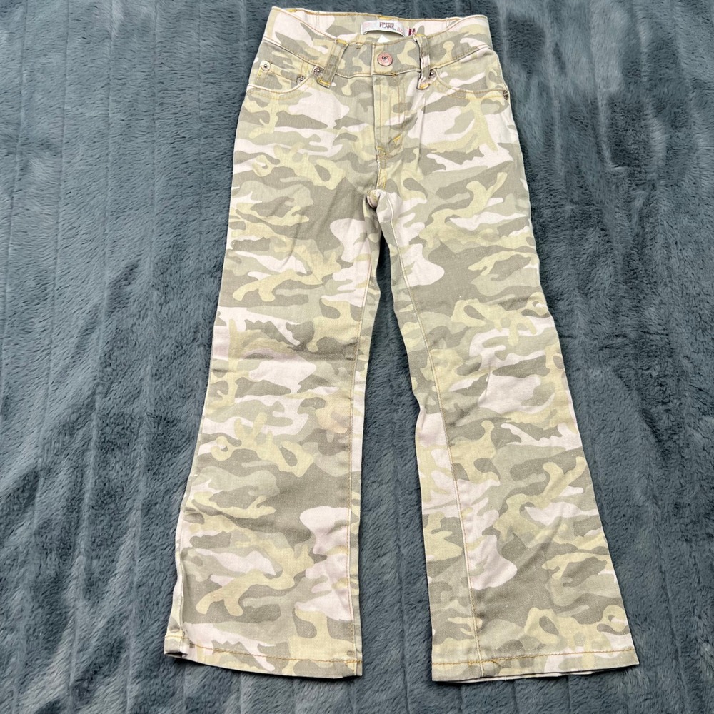 Levis 517 Stretch Flare Jeans Girls 6 Slim Camo Green Tan 5517-257